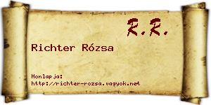Richter Rózsa névjegykártya